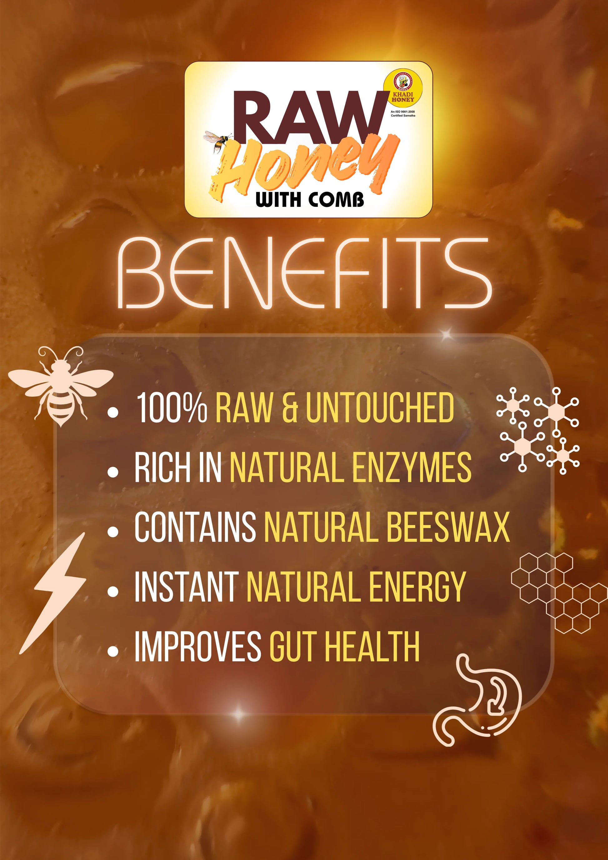 Benefits of raw honey with comb highlighting purity digestion and natural enzymes