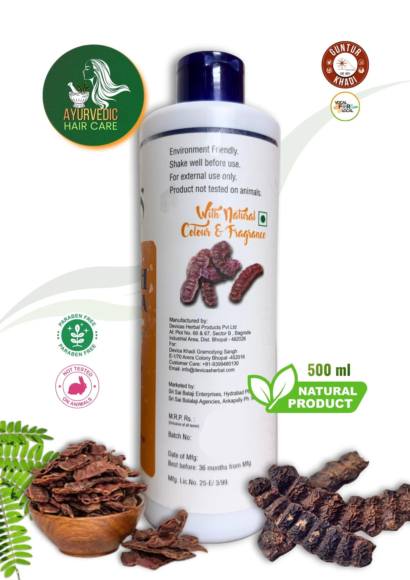 Shikakai Kesh Ratna hair wash showing ingredients and directions – Guntur Khadi